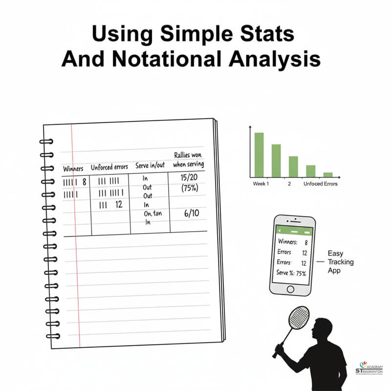 Player writing simple match log in notebook to track badminton performance in Kuala Lumpur