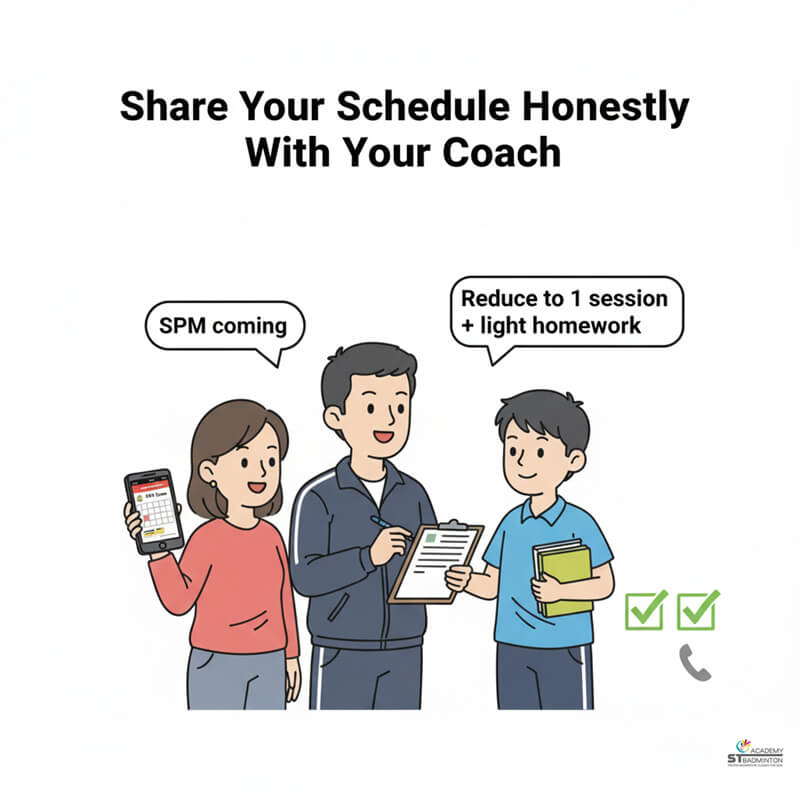 Student managing badminton training during exam preparation in Malaysia and Singapore