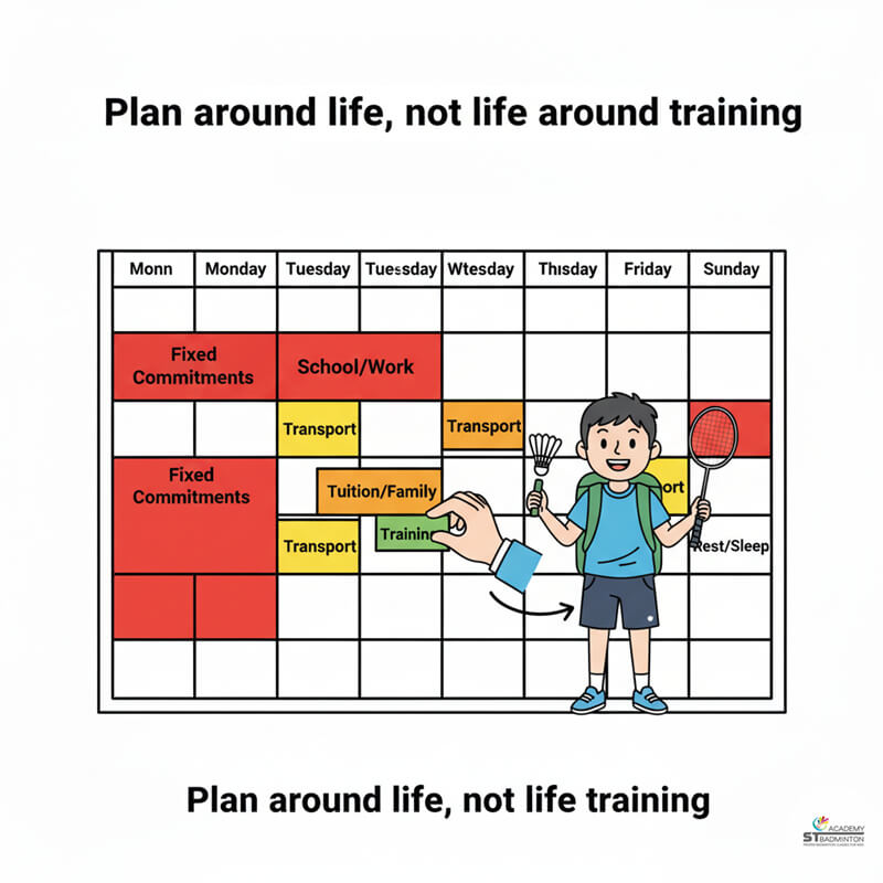 Teenager managing SPM studies with sustainable badminton training in Kuala Lumpur