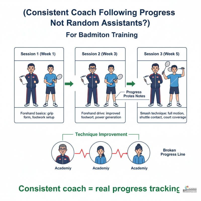 Certified Malaysian coach correcting overseas student badminton technique in Setapak KL