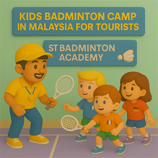 Children learning footwork from badminton coach in Gombak