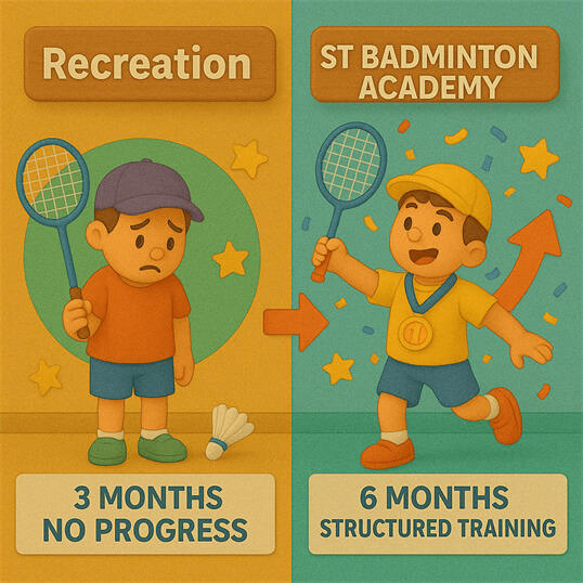 Coach helping children build proper badminton foundation in Setapak Kuala Lumpur