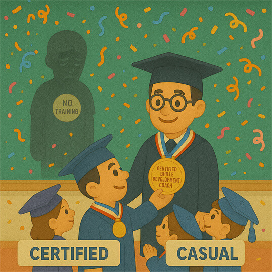 Modern child development coaching methods vs outdated approaches in KL