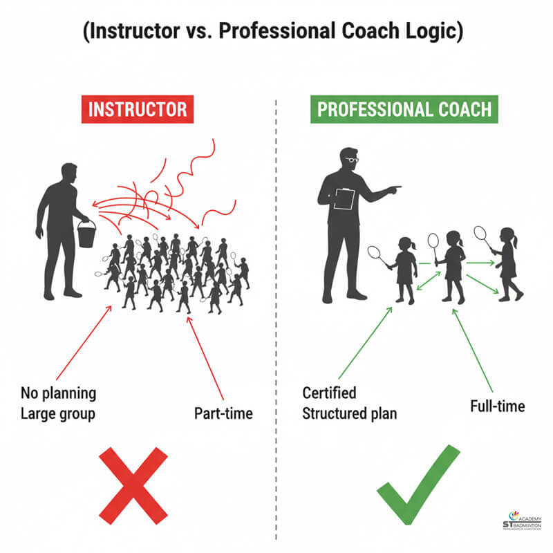 โค้ชแบดมินตันมืออาชีพใน Setapak กำลังสอนพื้นฐานฟุตเวิร์กให้เด็กในกัวลาลัมเปอร์