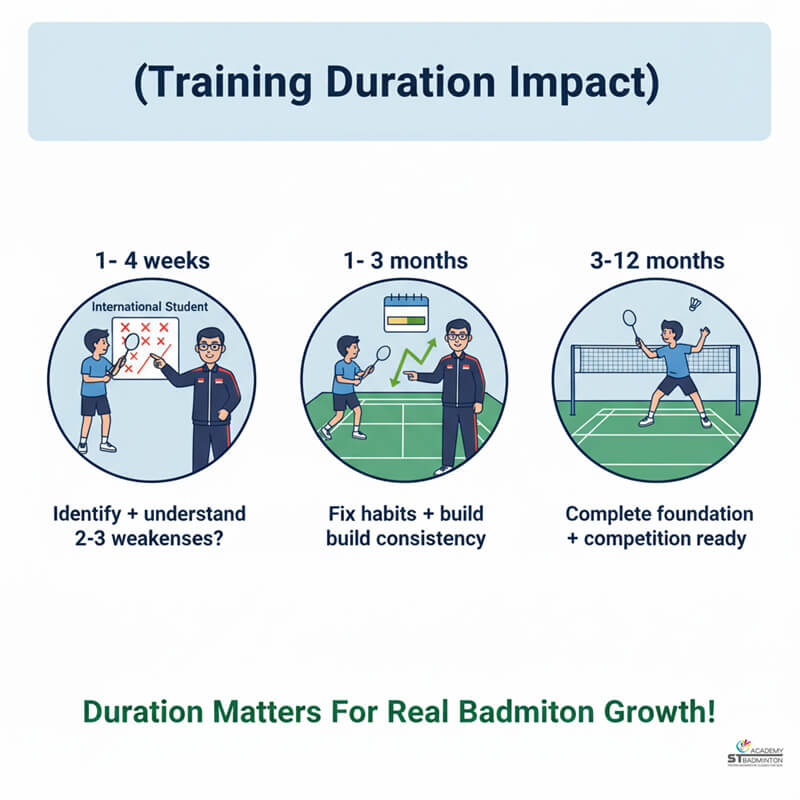 Small group serious badminton training for foreign students in Malaysia