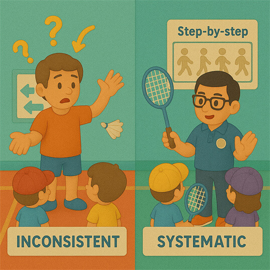 Systematic badminton training methodology for kids at Lavana Sports Centre