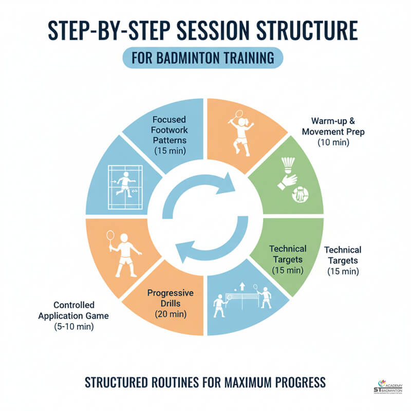 Certified coach correcting footwork patterns during proper badminton routine for children near Setapak KL