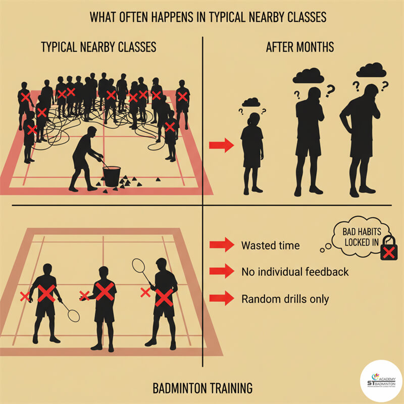 Certified coach guiding children during badminton class near Wangsa Maju and Gombak