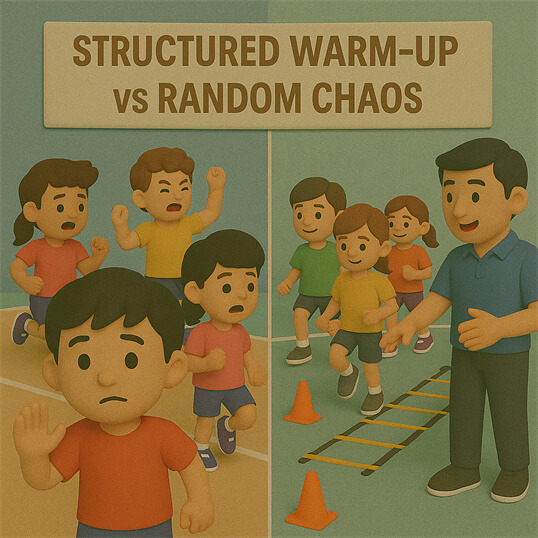 Certified coach running correct footwork drills for kids in Taman Ibu Kota