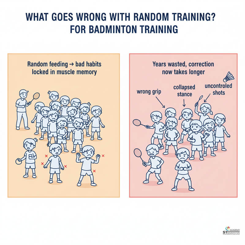 Child following structured badminton training routine with certified coach in Setapak Kuala Lumpur