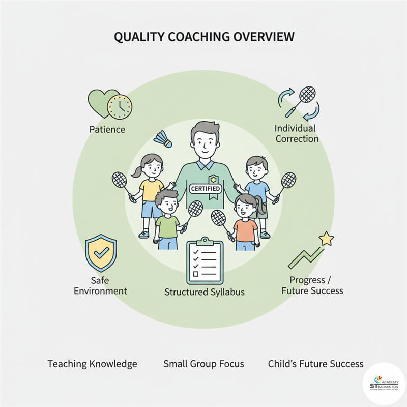 쿠알라룸푸르 아동 배드민턴 수업 전, 학부모에게 훈련 계획을 명확히 설명하는 코치 | Petaling Jaya