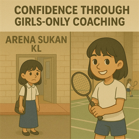 Girls badminton training with coach from SMK (P) Air Panas Setapak