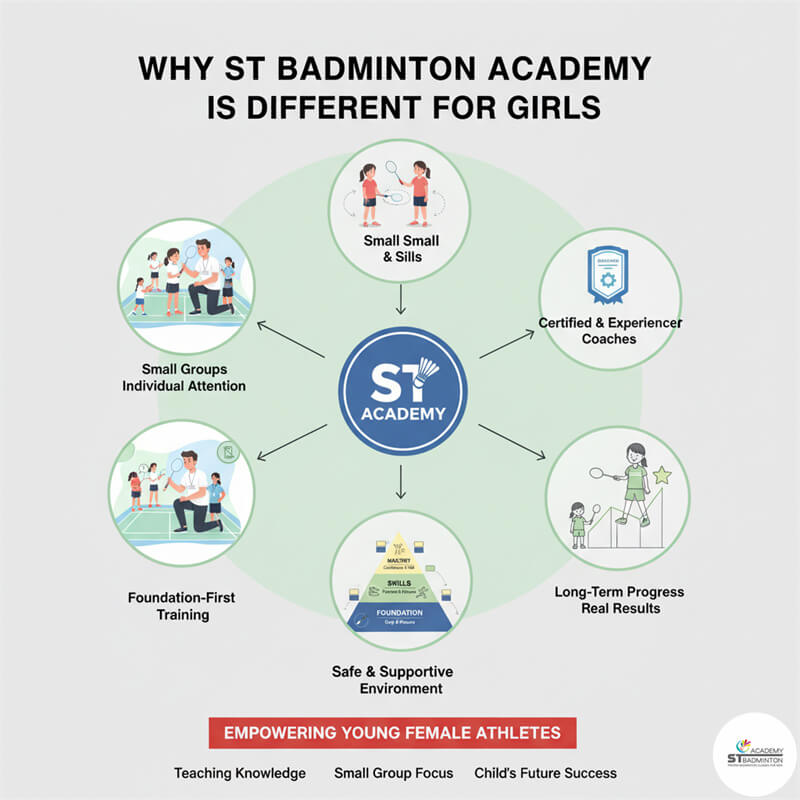 Các bé gái tiến bộ kỹ năng cầu lông sau buổi huấn luyện có cấu trúc tại Setapak KL | Lớp nâng cao
