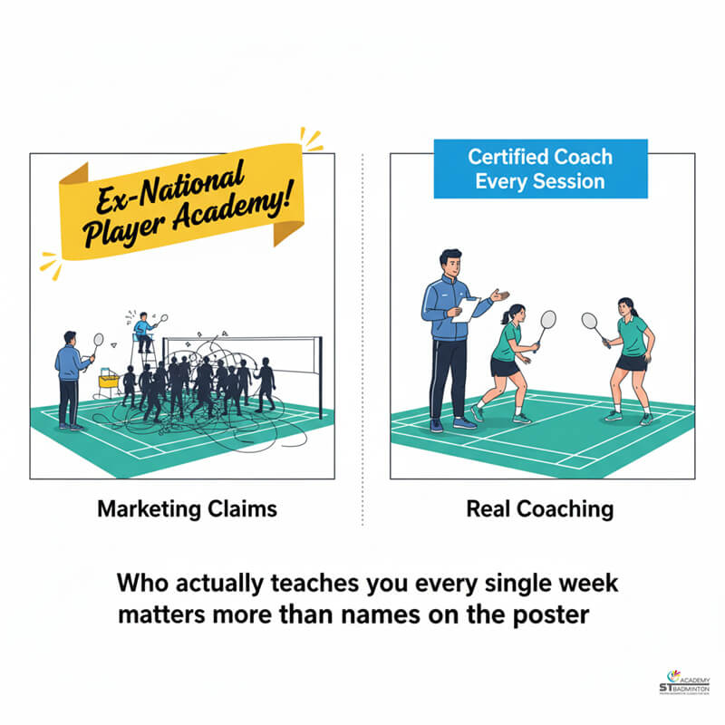 Intermediate adults and juniors training together with structured matchplay in Kuala Lumpur