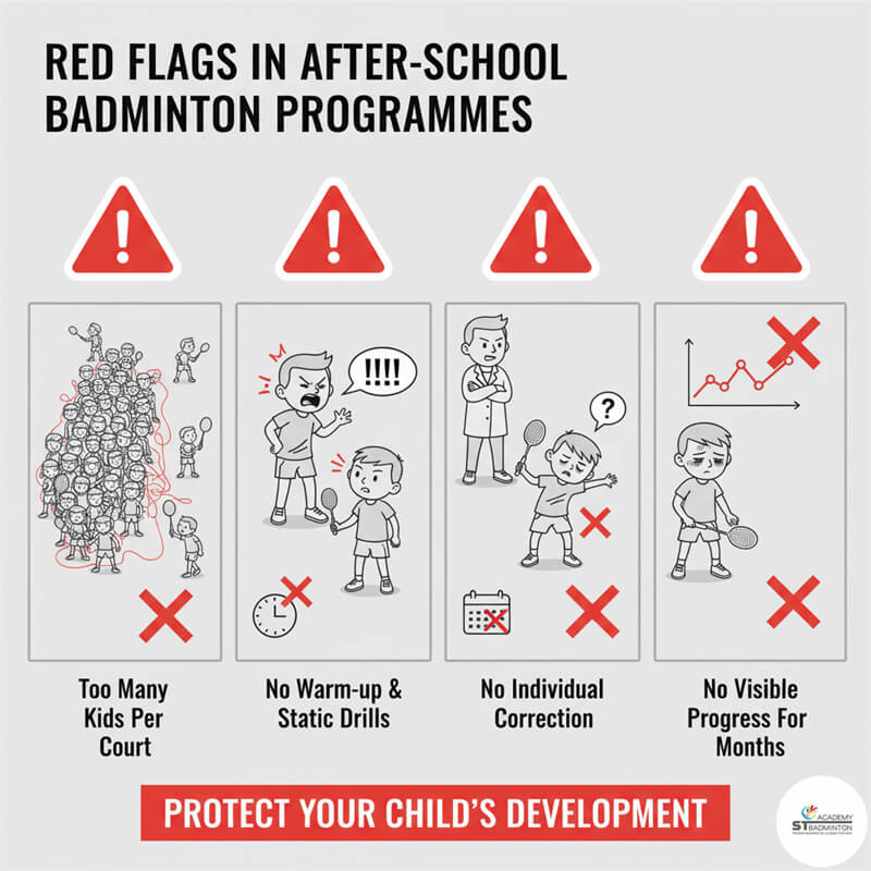 Kids enjoying structured after school badminton training in Kuala Lumpur Malaysia