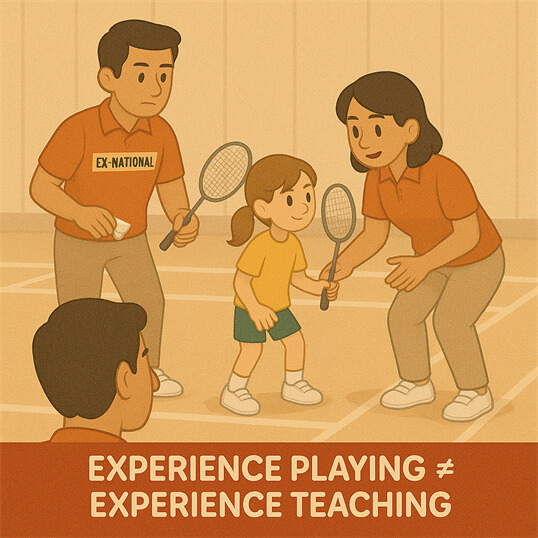 ST Badminton Academy coach working with young players in Taman Ibu Kota
