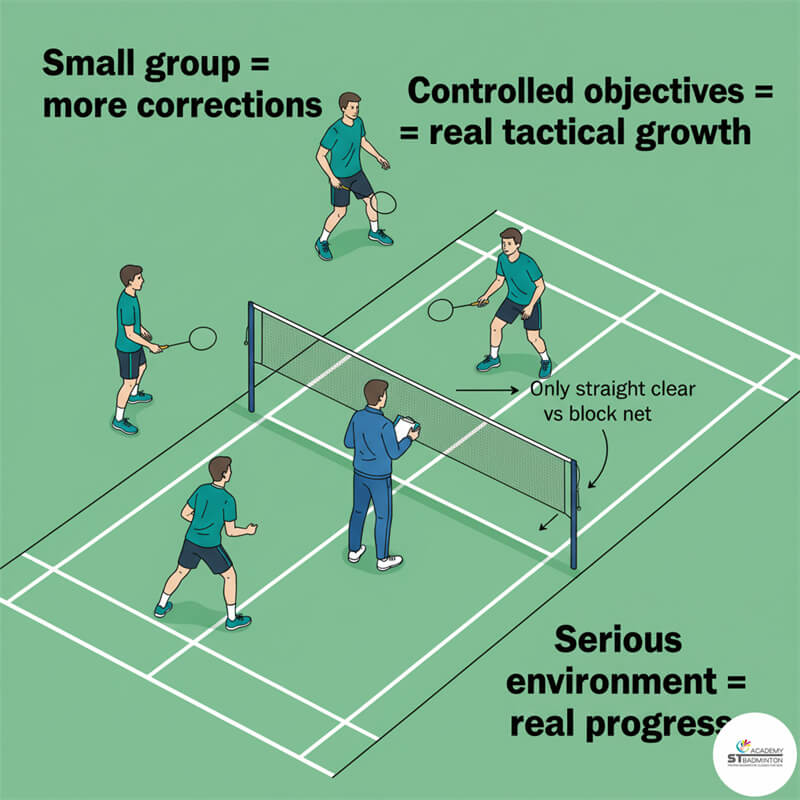 Small group intermediate badminton class with detailed feedback near Selayang and Cheras KL