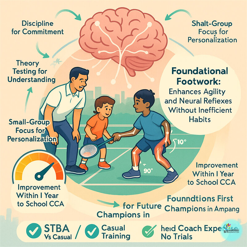 Sesi latihan asas badminton (umur 4 tahun ke atas) di Dewan Serbaguna Ampang Hilir oleh ST Badminton Academy