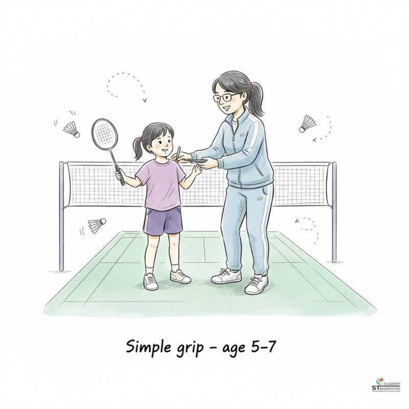 一位羽毛球教练向一小群儿童给出清晰的指示 | Setapak 羽毛球训练