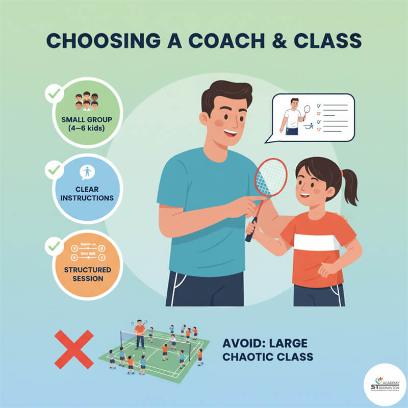 一位羽毛球教练与家长讨论如何选择合适的马来西亚儿童羽毛球课程 | 吉隆坡