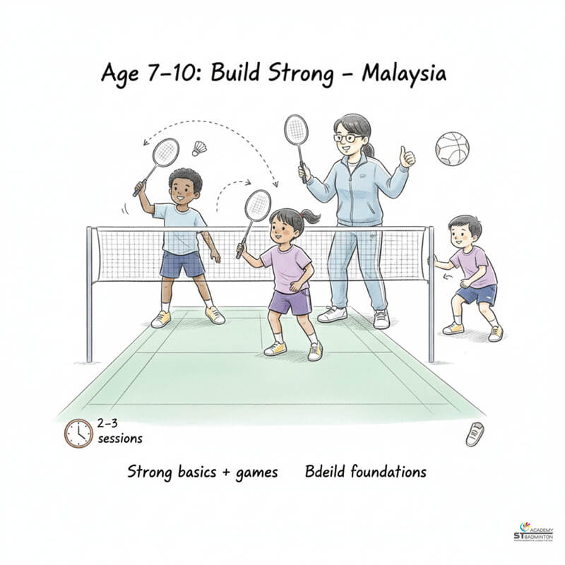 吉隆坡儿童大班羽毛球训练，有效的组织结构是关键 | 步法基础