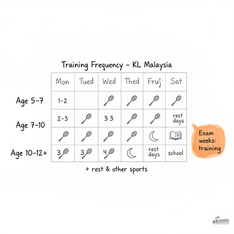 一名儿童在吉隆坡享受羽毛球课，课程时间与地点适合家庭安排 | Selayang