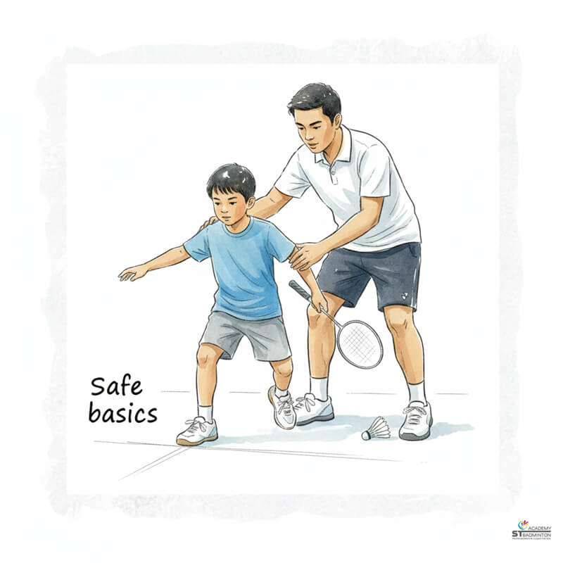 兒童在馬來西亞慈善羽毛球訓練中學習步法｜吉隆坡 基礎教學