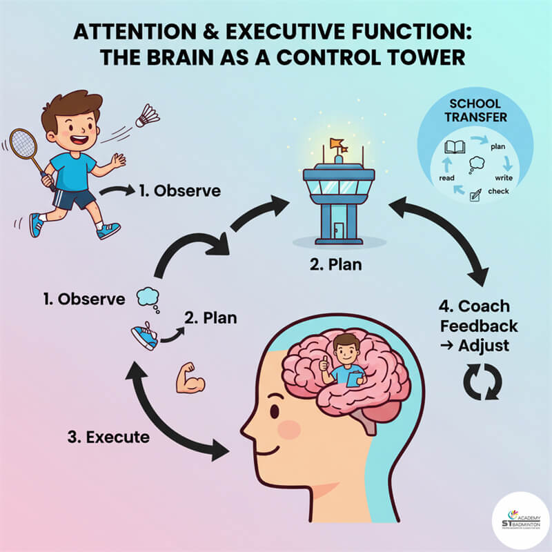 一名儿童在 Kuala Lumpur 羽毛球课上学习集中注意力｜马来西亚 青少年羽毛球训练