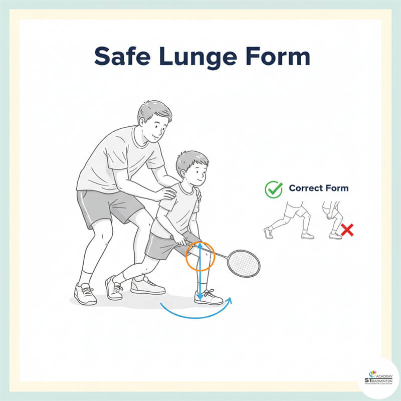 A coach corrects a child's form in a kids badminton class in Setapak, Malaysia.