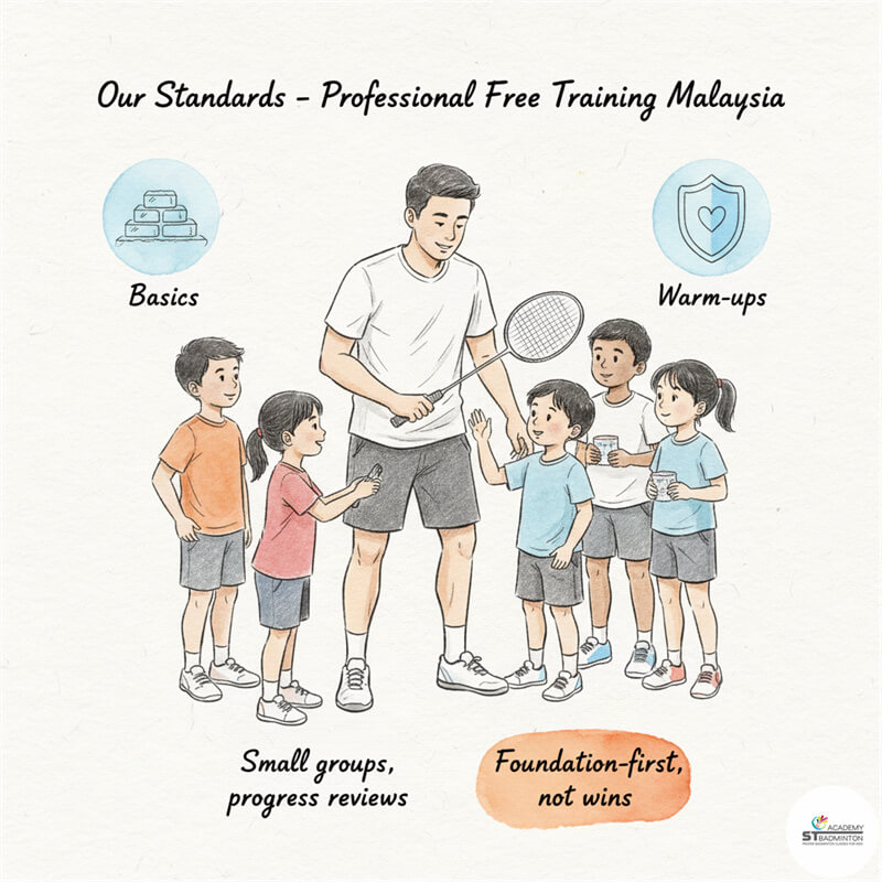 一位羽毛球教練在馬來西亞慈善計畫中提供基礎為先的指導｜羽毛球技術