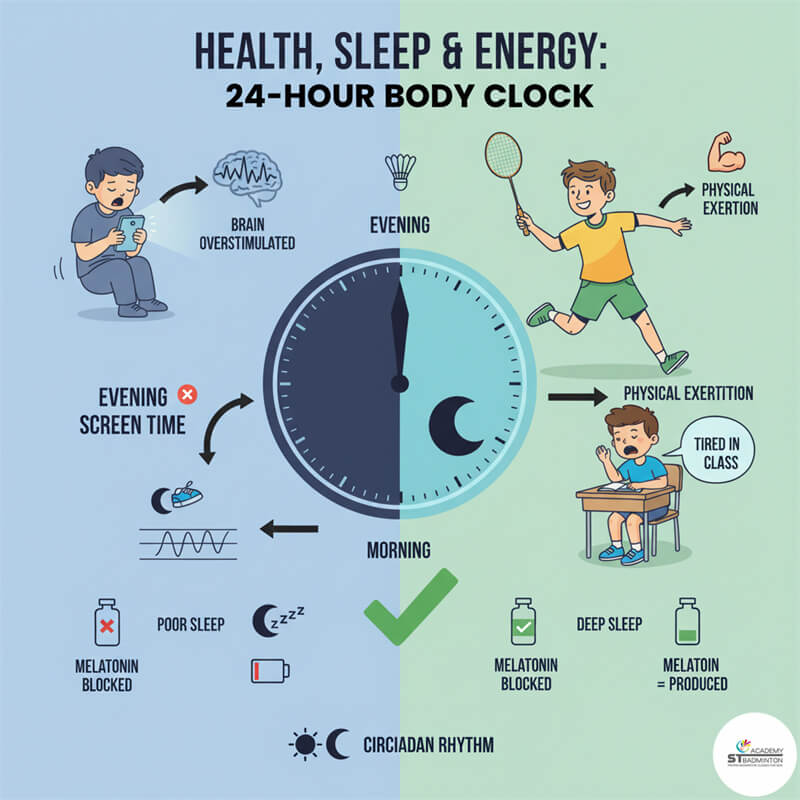 一位专注的年轻球员展示运动如何通过改善精力与睡眠来提升学业成绩｜Kepong 青少年羽毛球训练