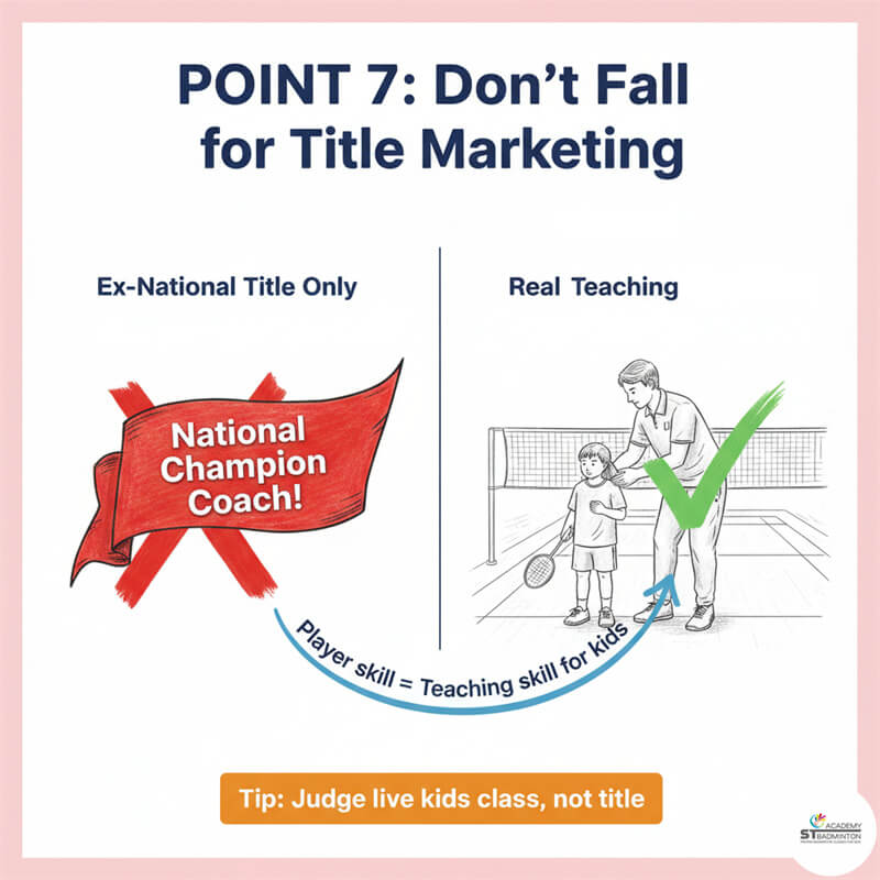 A parent observing a coach in Kuala Lumpur to judge coaching quality beyond just an 'ex-national player' title.