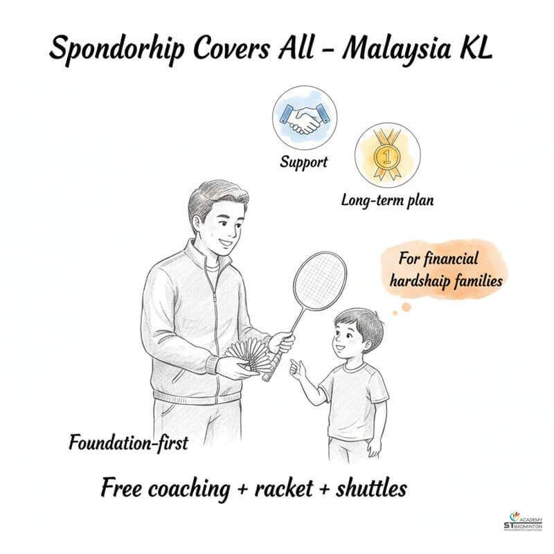 一位年輕球員在吉隆坡參與免費兒童專業羽毛球訓練｜馬來西亞 兒童羽毛球教練