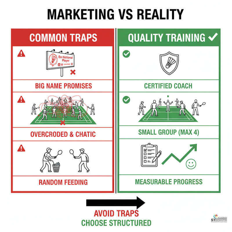 Adult beginner learning footwork fundamentals with certified coach guidance in Kuala Lumpur