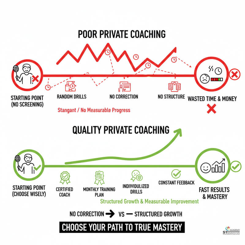 Adult enjoying focused private badminton training with technique drills in Malaysia