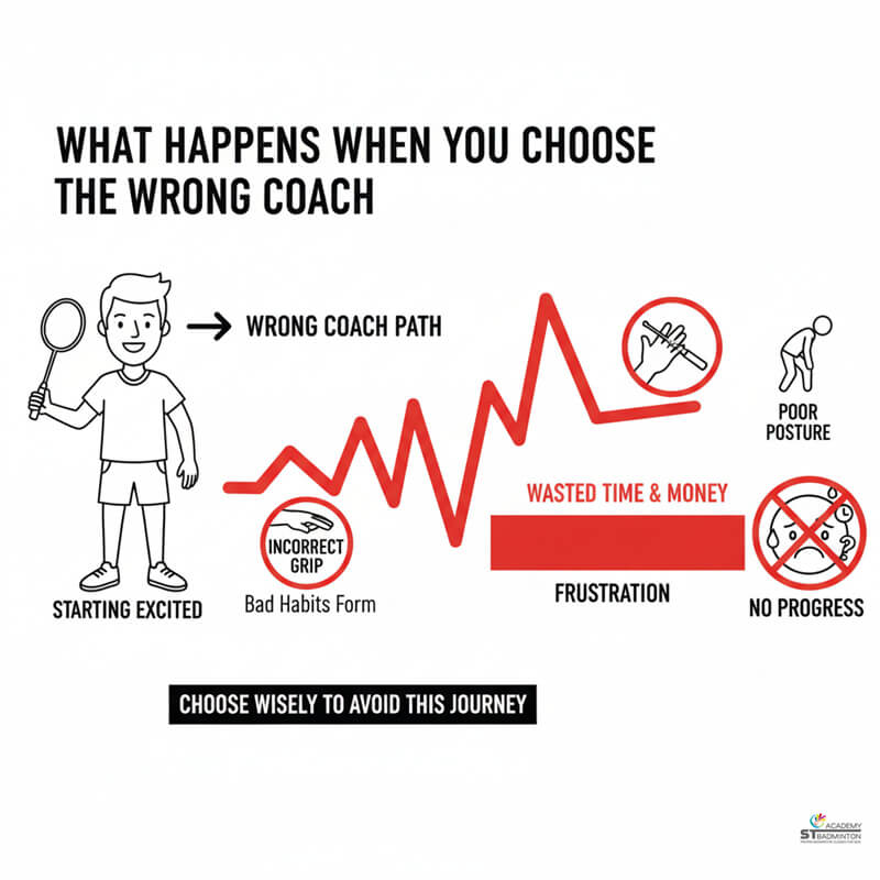 Adult player from Wangsa Maju improving stroke technique after planned badminton lessons with proper corrections