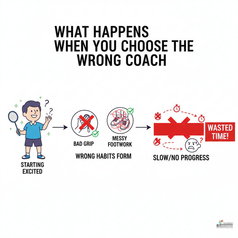 Adult player in Kepong improving badminton technique with structured lesson plan and certified coach guidance