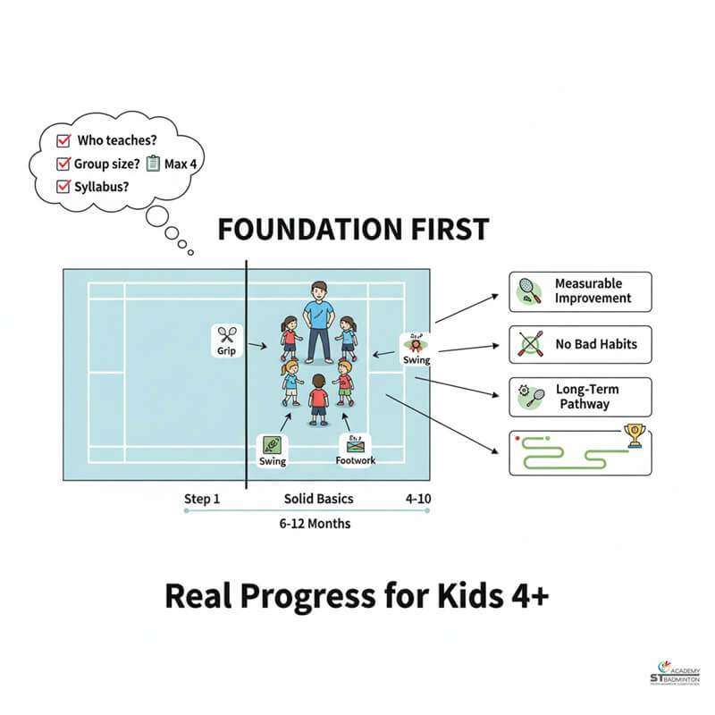 Adult receiving detailed swing correction in small certified coach group class in Setapak Malaysia