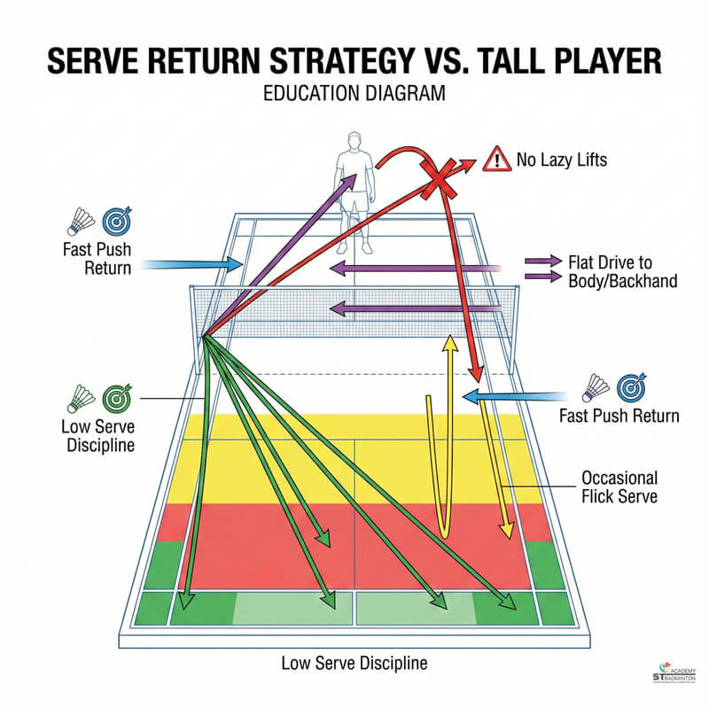 Setapak vận động viên đơn nam nâng cao | tập luyện giao cầu và trả giao cầu đối đầu đối thủ cao
