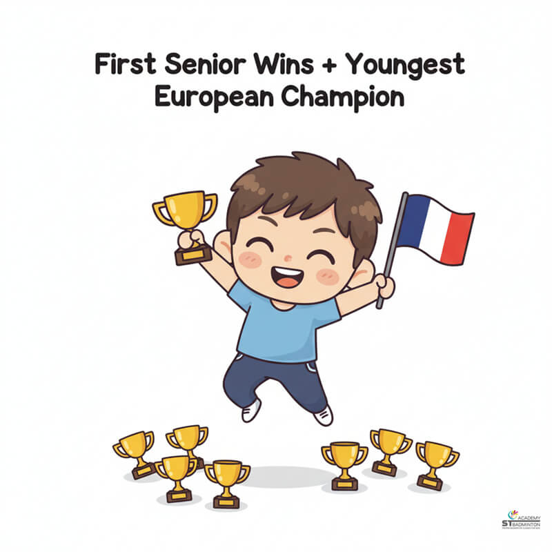 Alex Lanier celebrating World Junior Championships bronze medal for France