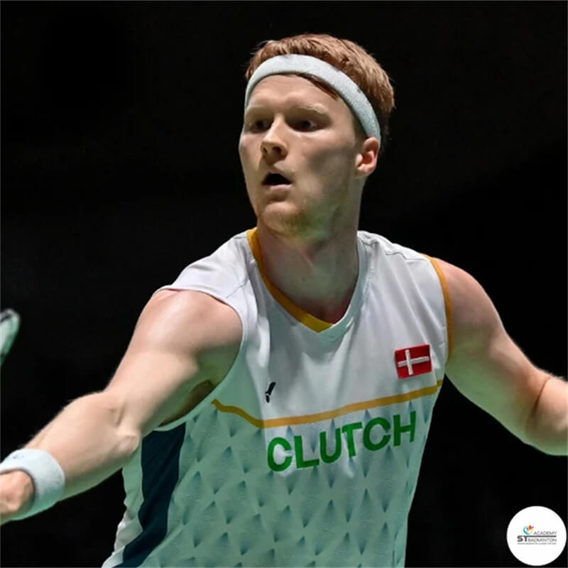 Anders Antonsen Denmark professional badminton player men's singles champion in action