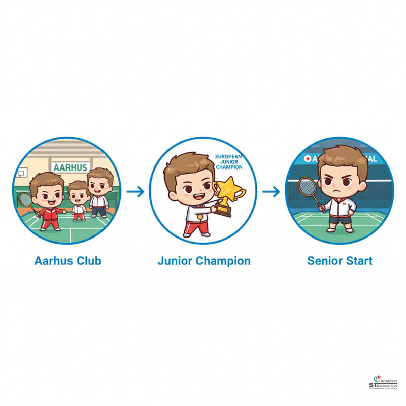 Anders Antonsen training with Danish national badminton team during preparation