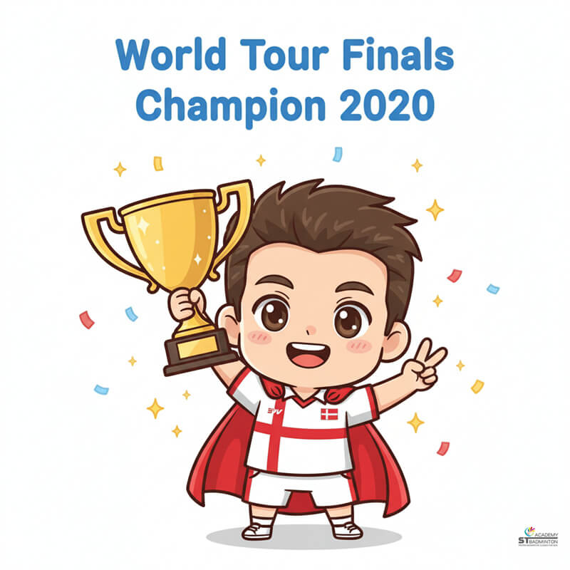 Anders Antonsen winning BWF World Tour Finals 2020 men's singles championship trophy