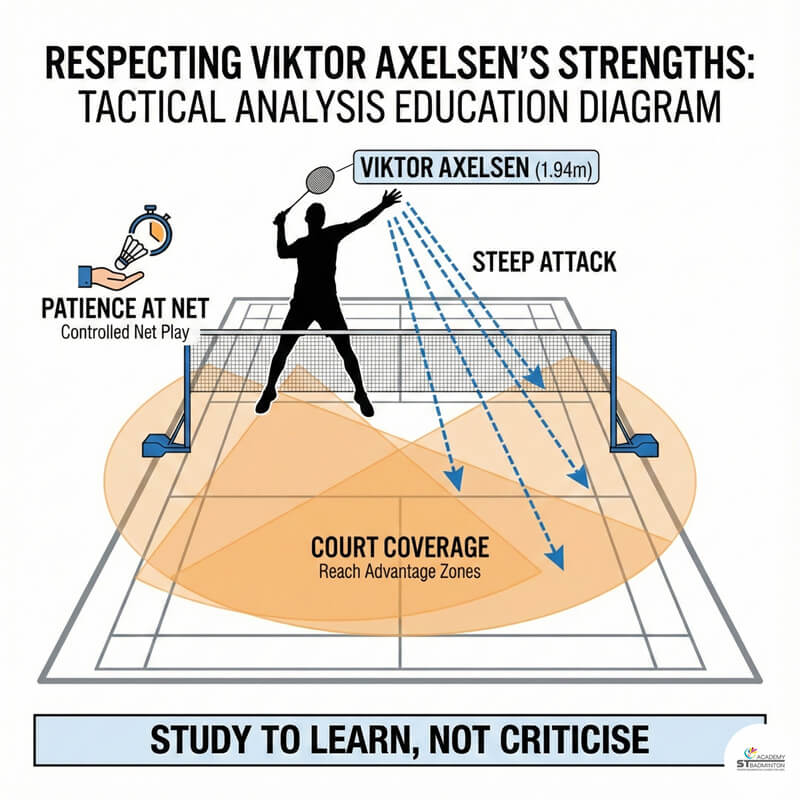 Huấn luyện viên cầu lông giải thích chiến thuật đối đầu đối thủ cao to tấn công tại ST Badminton Academy ở Setapak Kuala Lumpur