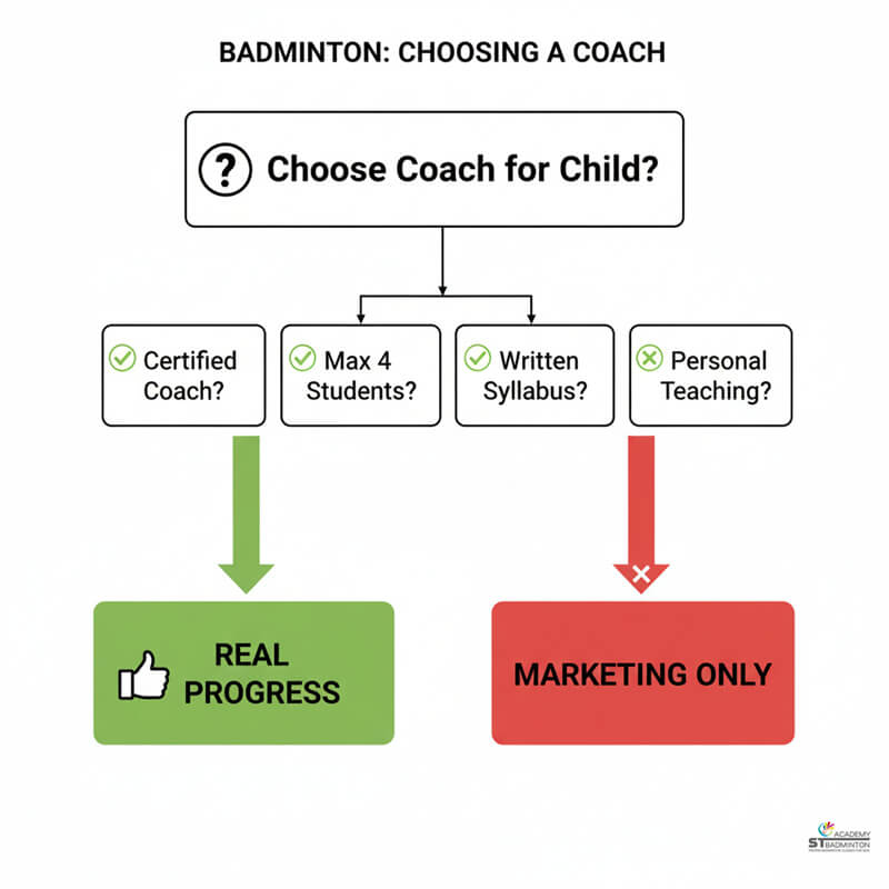 Child improving proper grip and swing technique with certified badminton coach in Kuala Lumpur Malaysia