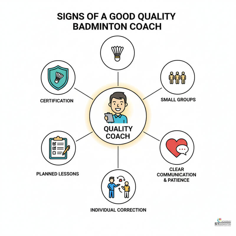 Children in Wangsa Maju learning proper badminton foundation with certified coach showing clear training plan and corrections