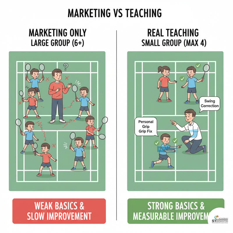 Children practising structured footwork drills during foundation badminton class near Kepong and Wangsa Maju