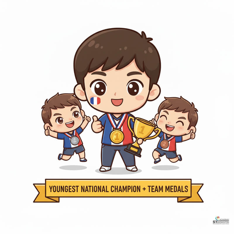 Christo Popov celebrating French National Championships victory as youngest champion