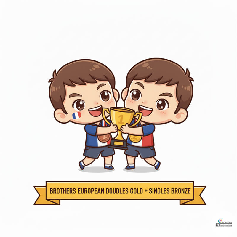 Christo Popov lifting European Championships gold medal trophy with brother for France