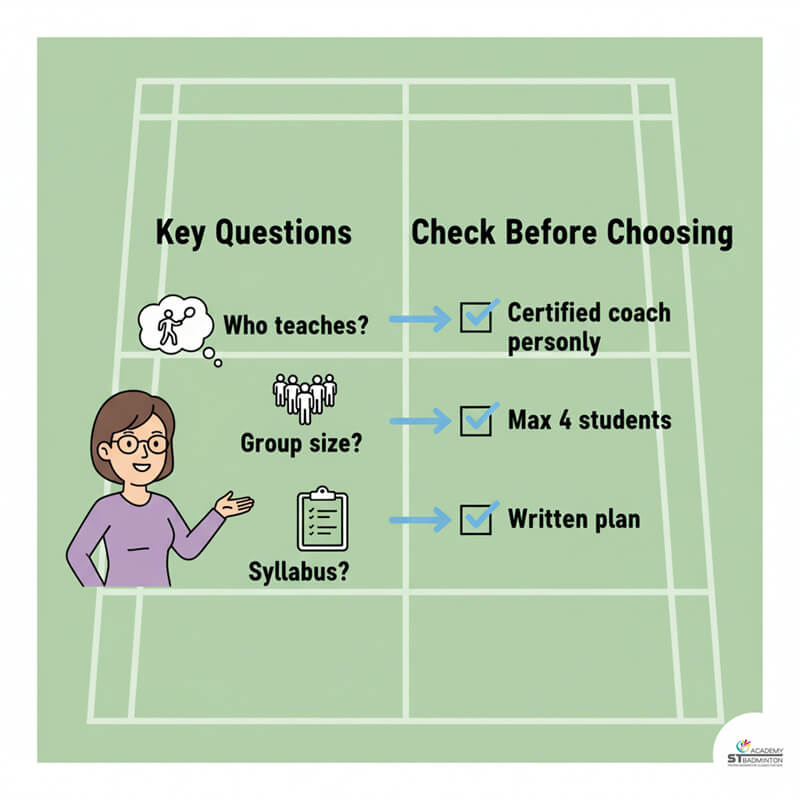 Coach correcting bad badminton habits for student who trained wrongly before in Kuala Lumpur